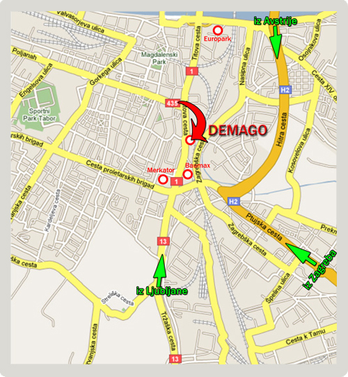 Online digitalni tisk - zemljevid