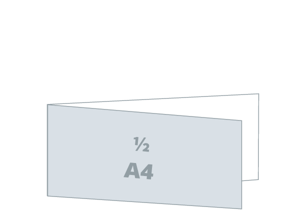 Zloženka 2 x 1/2 A4 - Standard: 594x148 / 297x148 mm - V zgib (D3)