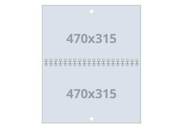 Koledar - stenski: 470x315 mm - ležeč, spiralna vezava (D2)