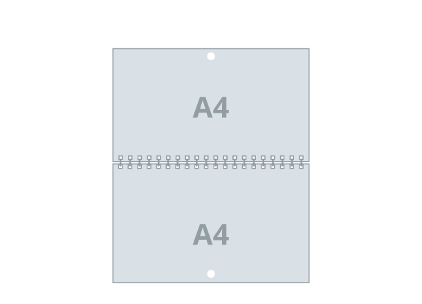 Koledar - stenski A4: 297x210 mm - ležeč, spiralna vezava (D4)