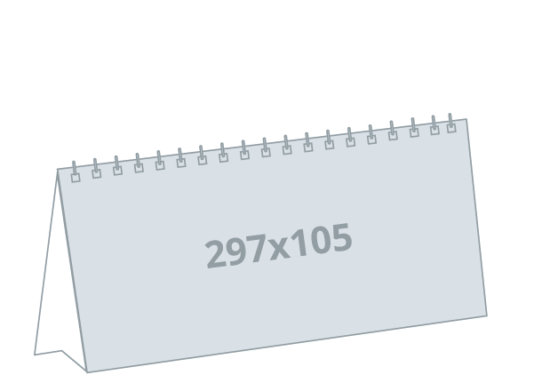 Namizni koledar 1/2 A4: 297x105 mm - ležeč, spiralna vezava (D8)