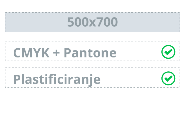 Pole 500x700 mm: CMYK+Pantone + plastificiranje