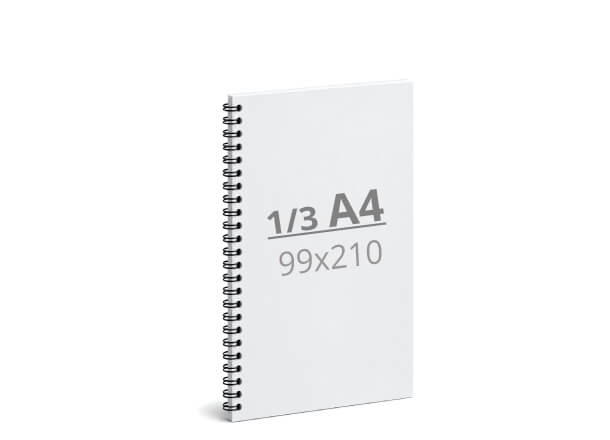 Rokovnik 1/3 A4: 99x210 / 198x210 mm, kovinska špirala (D12)