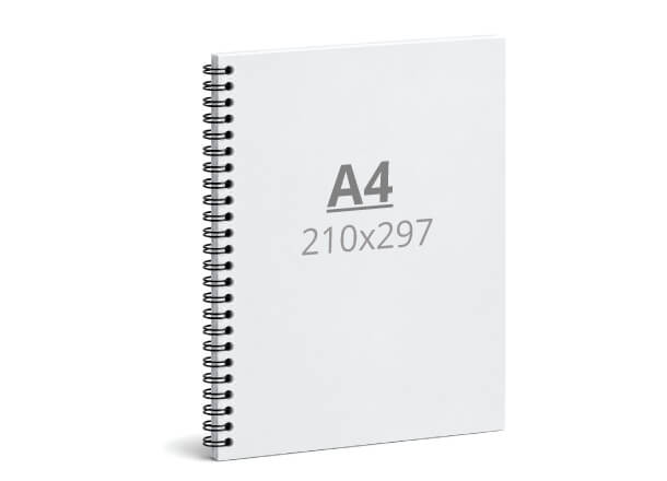 Rokovnik A4: 210x297 / 420x297 mm, trda platnica, kovinska špirala (D4)